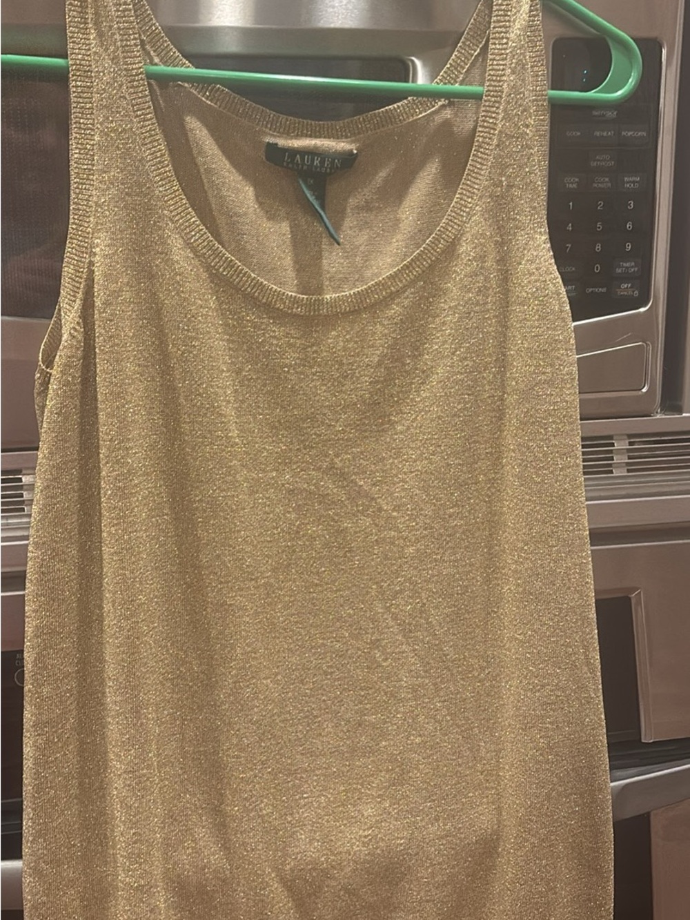 Lauren Ralph Lauren Gold Metallic Scoop Neck Tank Top